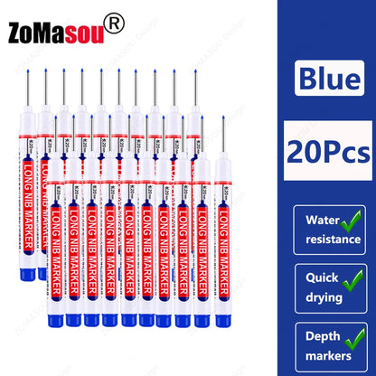 1-100Pcs 2cm Waterproof Long Head Markers Deep Hole Marker Pen for Metal Carpenter Red/Black/Blue/Green Ink Woodworking Tools Beauty World Shop
