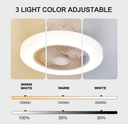 Smart Ceiling Fan Fans With Lights Remote Control Bedroom Decor Ventilator Lamp 52cm Air Invisible Blades Silent Beauty World Shop
