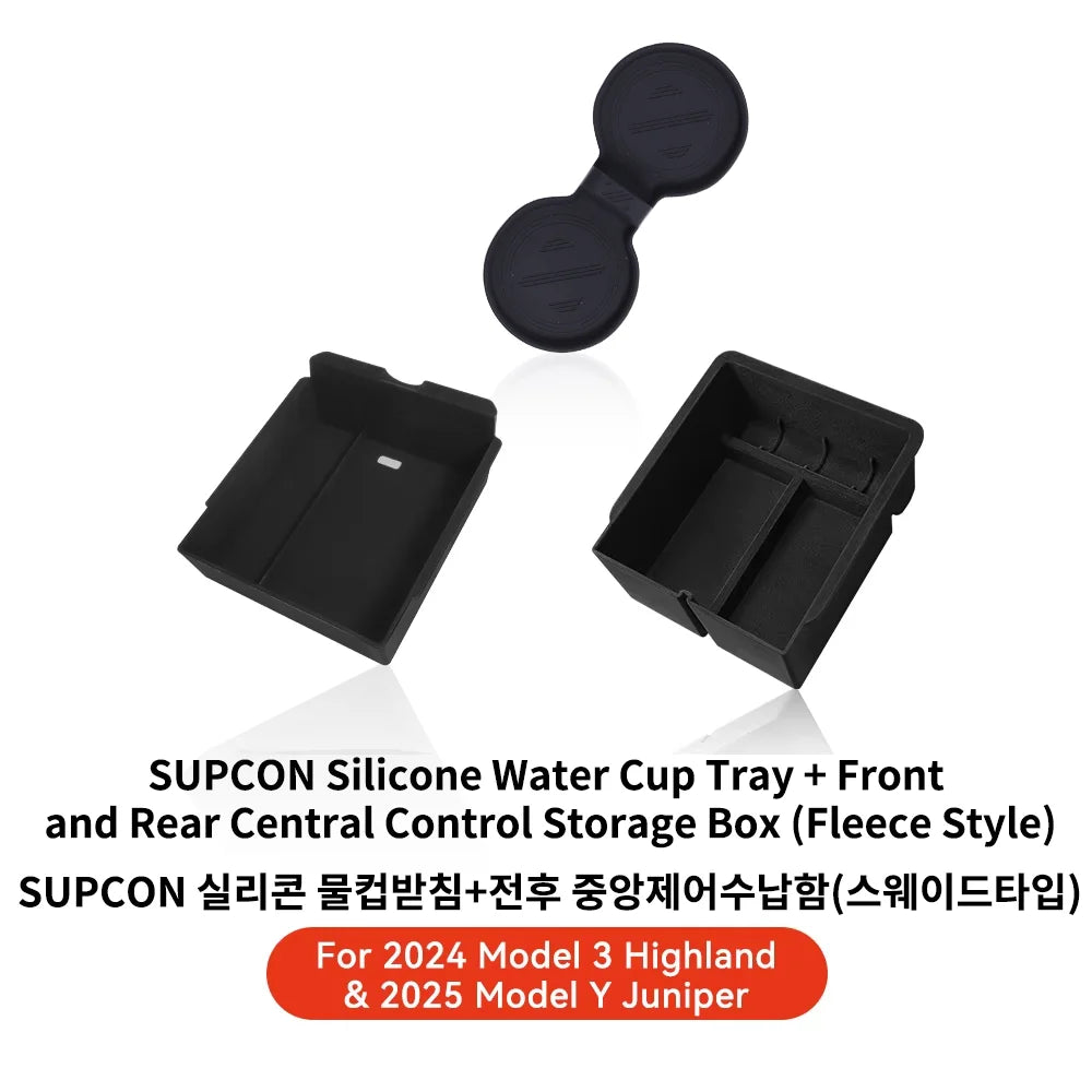 YZ For Tesla Model 3 Highland 2024 Model Y juniper 2025 Storage Box Center Armrest Hidden Box Cup Holder Organizer Accessories Beauty World Shop