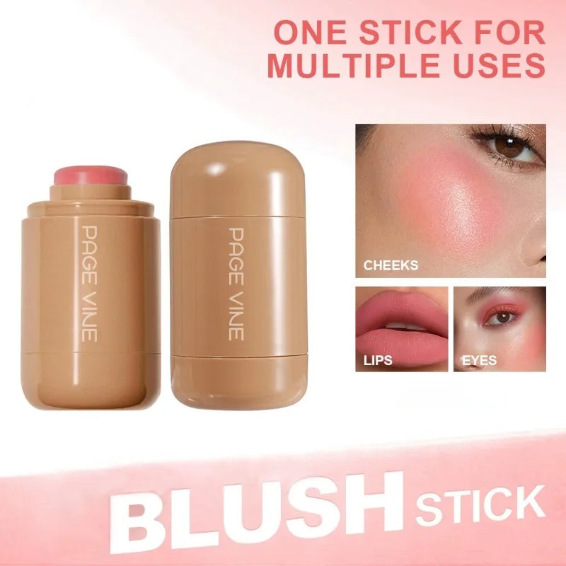 New Blush Stick 3-in-1 Cheek Lip Tinted Moistured Blush Stick Silky Brighten Blush Cream Blusher Cosmetics Tubes Matte Contour Beauty World Shop