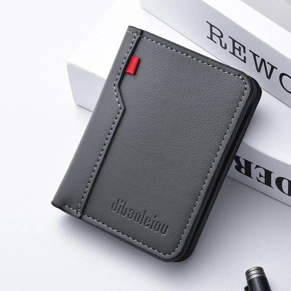 1Pc New Ultra-thin Mini Soft PU Leather Credit Card Wallet Holder Short Vertical High Quality Men's Wallet Beauty World Shop