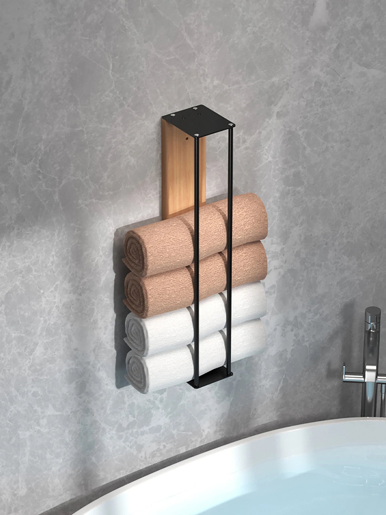 Bathroom wall mounted towel rack, bathroom decorative towel rack, towel hanging rack, roll towel storage, no drilling required Beauty World Shop
