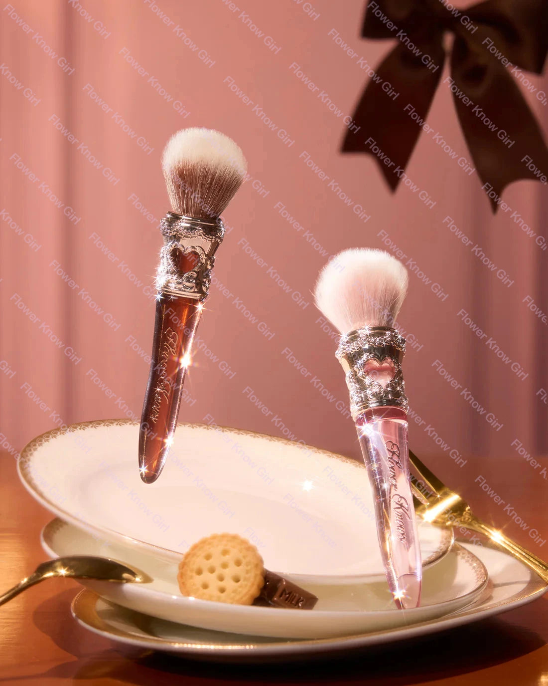 Flower Knows The Sweetie Bear Rounded Blush Brush  Loose Powder makeup Brushes Beauty World Shop