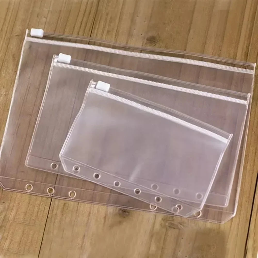 10Pcs  A5 A6 A7 Binder Pocket Binder Zipper Folders for 6 Ring Notebook Divider Page Waterproof PVC Leaf Document Filing Bag Beauty World Shop