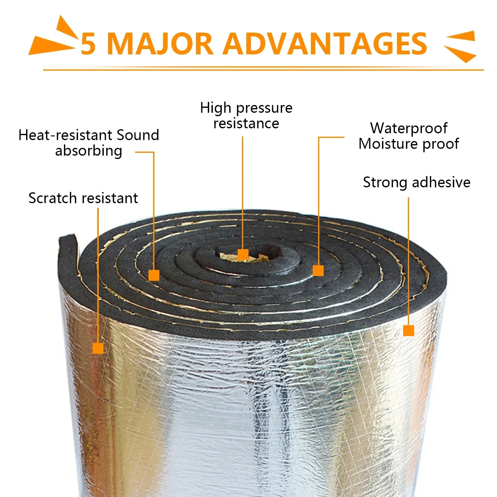 Sound Deadener Mat Auto Acoustic Thermal Mat Sound Proof Wall Panels Car Deadening Noise Insulation Mats for Car 5/10mm 200x50cm Beauty World Shop