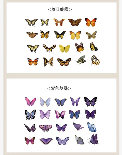 Journamm 40pcs/pack Butterfly Series Stickers Art Collage Junk Journal DIY Scrapbooking PET Waterproof Craft Aesthetics Stickers Beauty World Shop