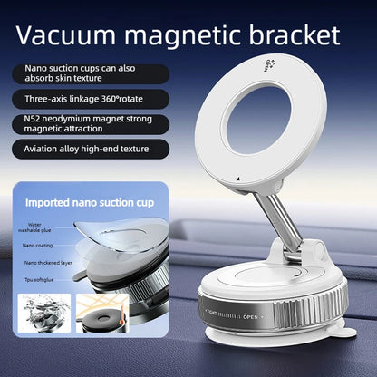 Upgraded Foldable Magnetic Car Phone Holder – N52 Magnet, 360° Rotatable, Dashboard Suction Cup, ABS, with Wrench & Mount Pad Beauty World Shop