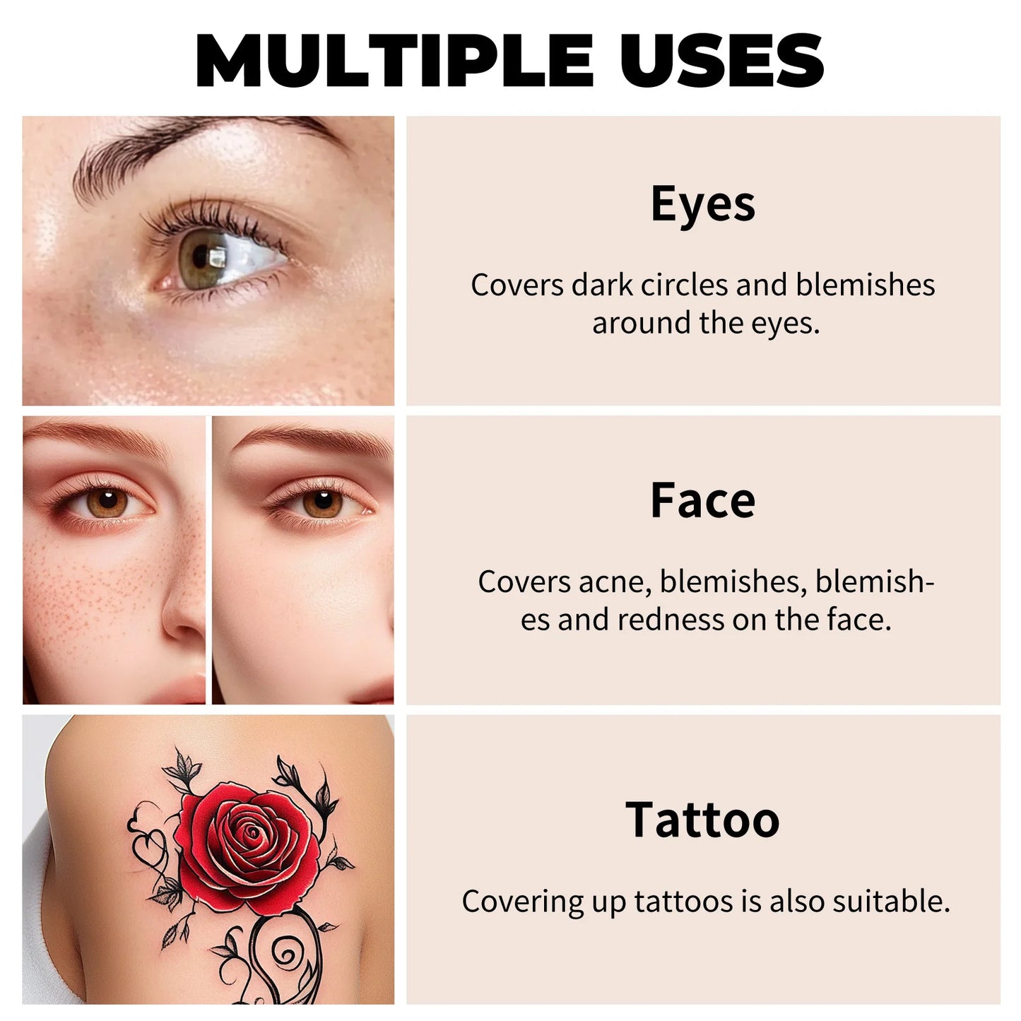 Waterproof Full Coverage Concealer for Tattoos, Scars - Natural Finish Foundation for All Skin Tones & Types Beauty World Shop