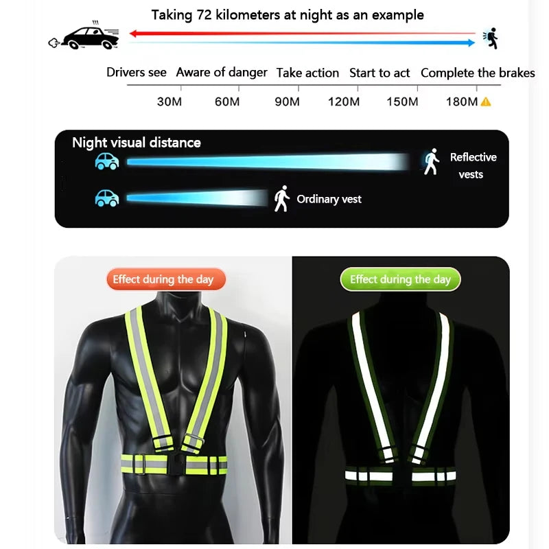 Safety-Vest Riding Equipment 4X1.5CM Outdoor Supplies Reflective Vest Night Running Cycling Reflective-Cloth Adjustable Beauty World Shop