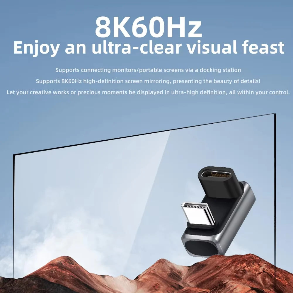 USB4.0 PD240W 8K60Hz Charger Connector for  80Gbps High Speed USB C OTG U-Shape Straight Angle dapter For Macbook iphnoe15/16