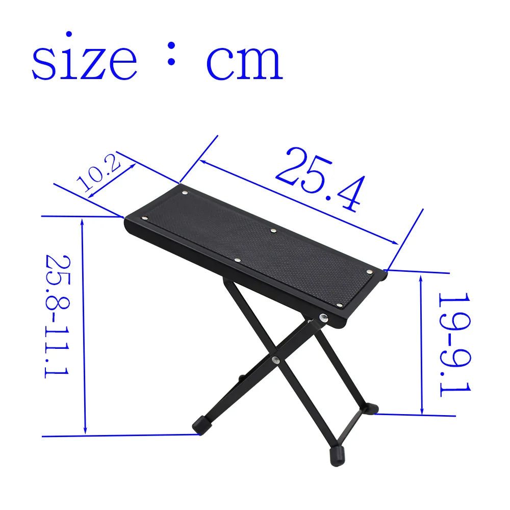 Guitar Foot Stool 4 Position Height Adjustable Foldable Guitar Pedal Foot Rest Step Footstool Black for Guitar Pedal Accessories Beauty World Shop