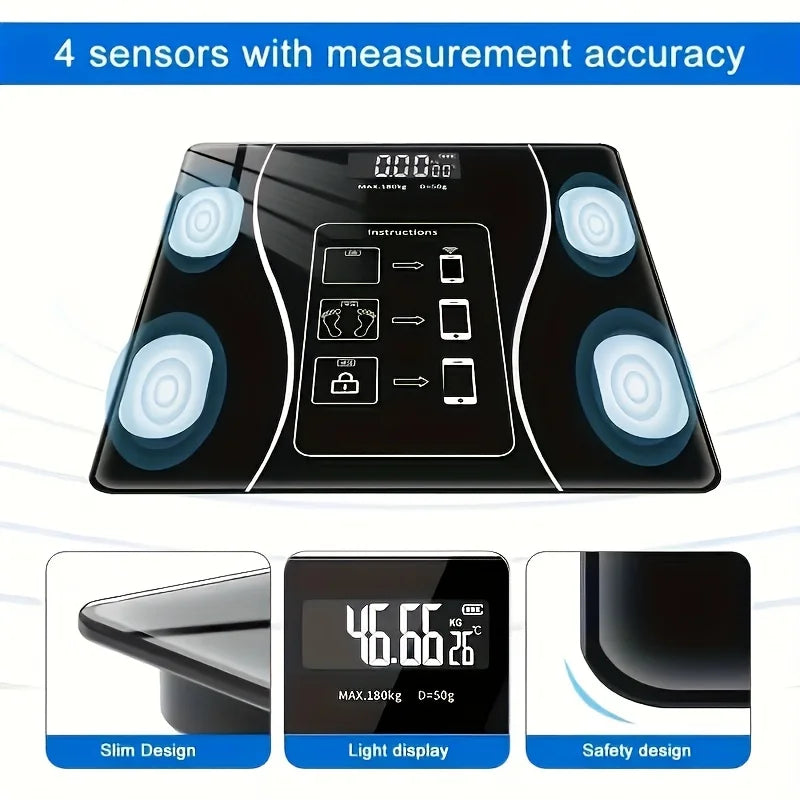 Intelligent Digital Body Scale With Backlit LED Display Screen,Weighing Up To 400 Pounds,Ideal for Weight Management & Fitness