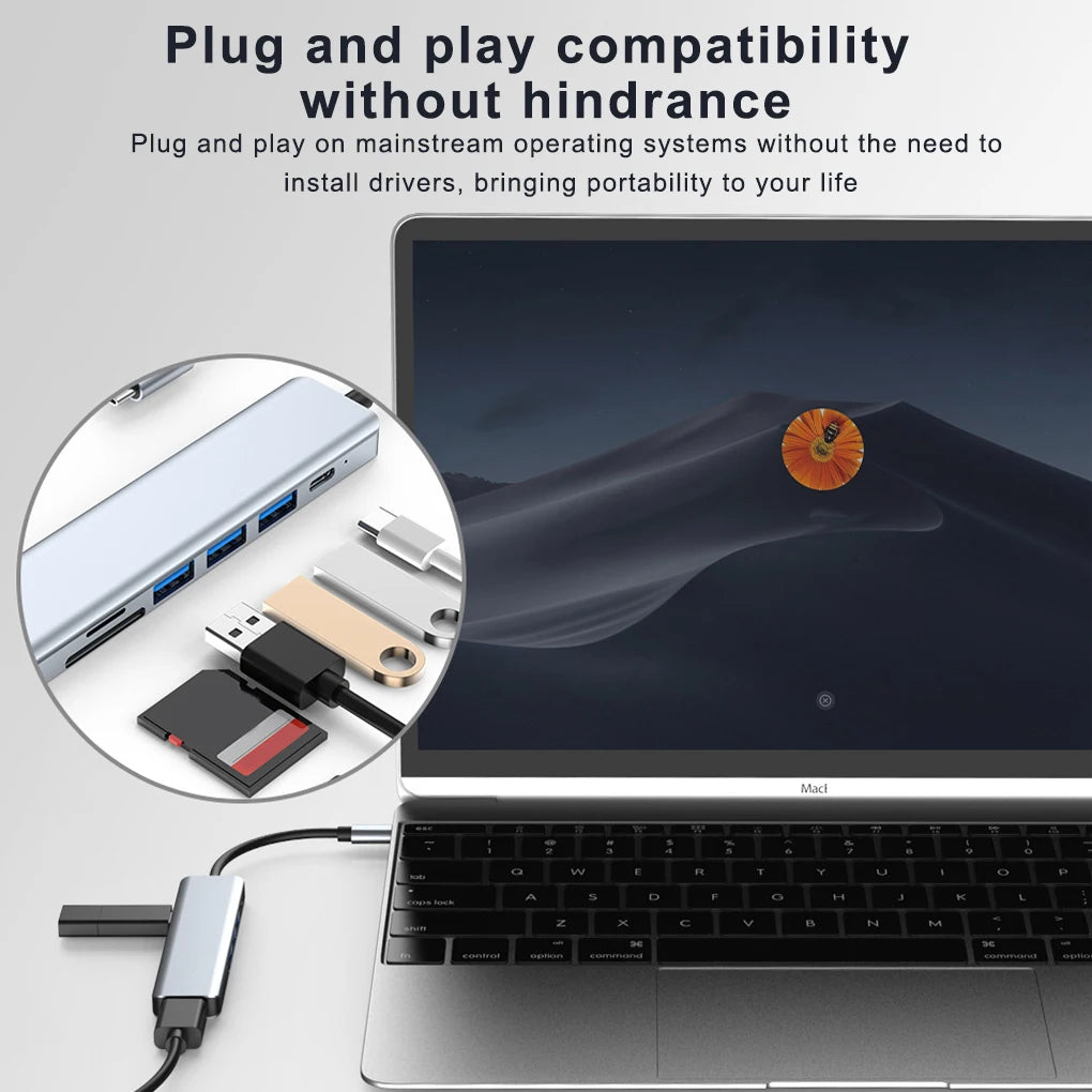 7 In 1 Type C Usb Hub Seven In One Type C 4k 30hz Usb Splitter Supports All Type C Channel Computers To Usb Compatible With Hdmi Beauty World Shop