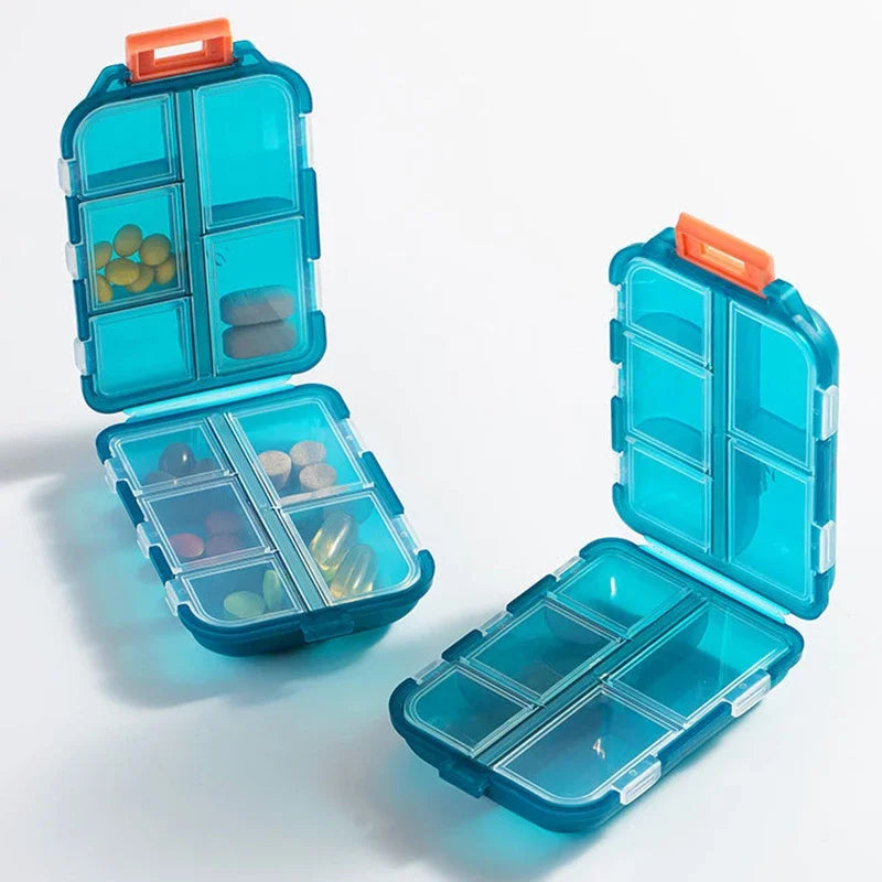 10 Compartments Travel Pill Organizer Pocket Portable Pill Storage Box Case Daily Pill Container or Purse Fish Oil Medicine Beauty World Shop