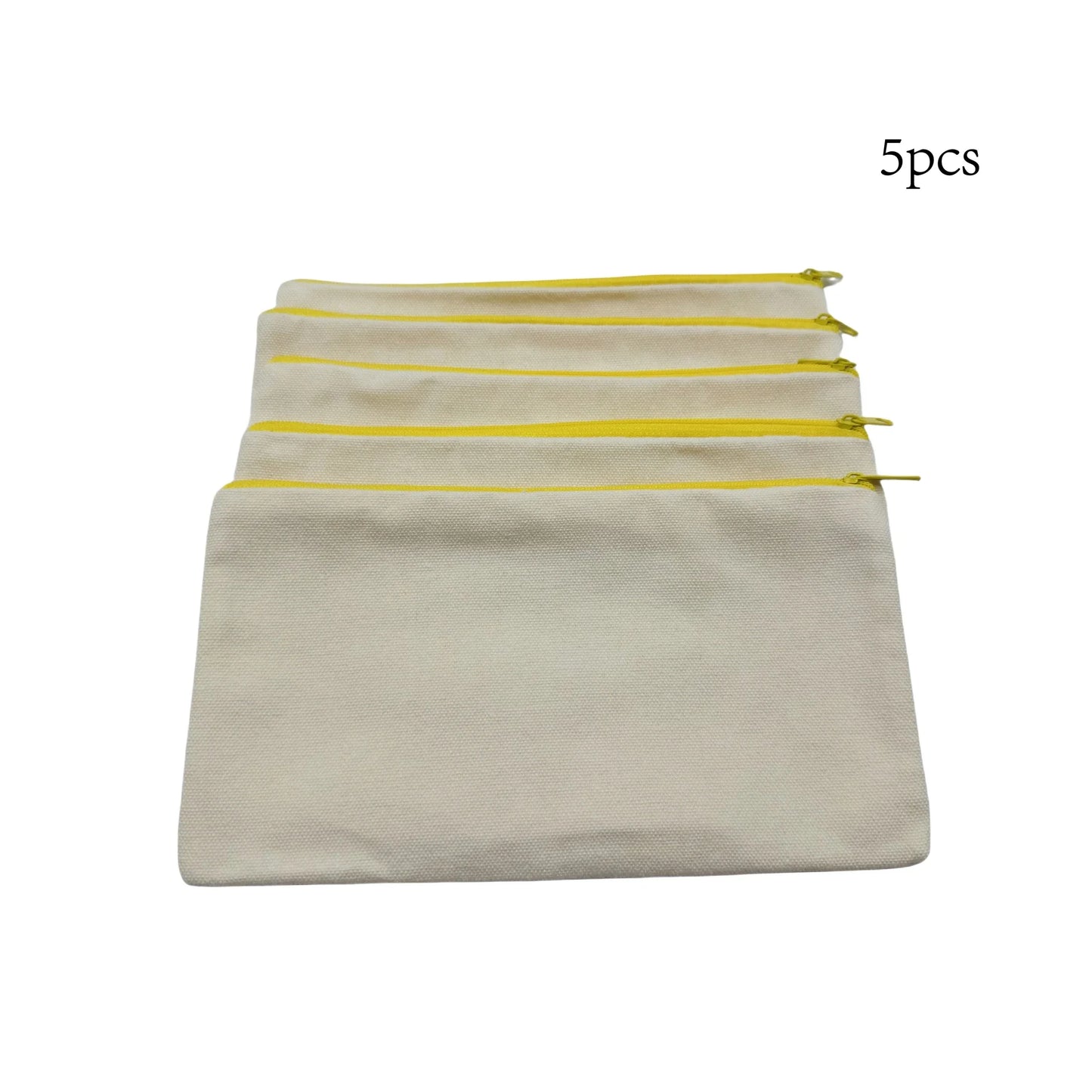 5pcs Blank Canvas Zipper Pouch Bulk, Makeup Bag Pencil Case For Cosmetic & DIY Crafts, Independence Day Beauty World Shop