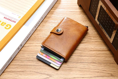 Rfid Credit Card Holder Men Wallets Luxury Small Smart Wallet Metal Business Mini Cardholder Case Women Minimalist Walet for Men Beauty World Shop
