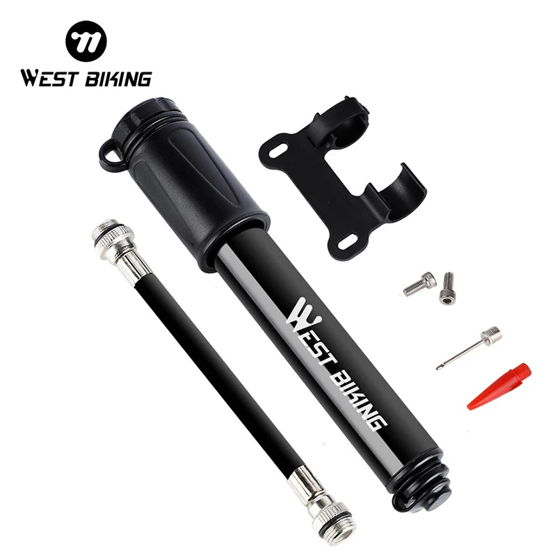 WEST BIKING 100Psi Mini Bike Pump Aluminum Alloy Bicycle Hand Air Pump Tire Inflator Schrader Presta Valve MTB Road Cycling Pump Beauty World Shop
