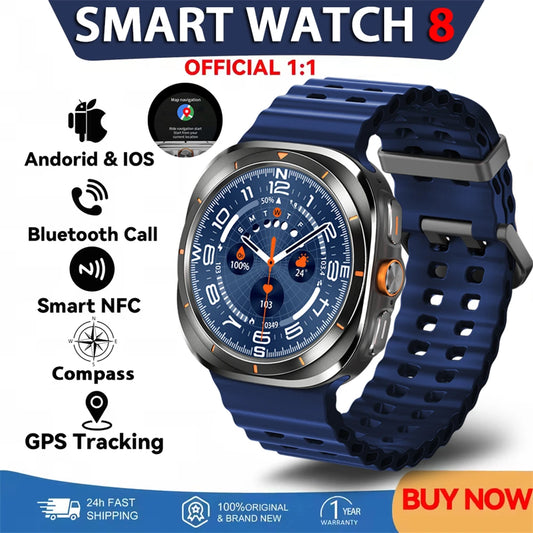 Smart Watch 8 Ultra 2025 Color Matching GPS Compass Smart Watch BT call NFC IP68 Waterproof 4GB Health monitoring Reduction 100% Beauty World Shop