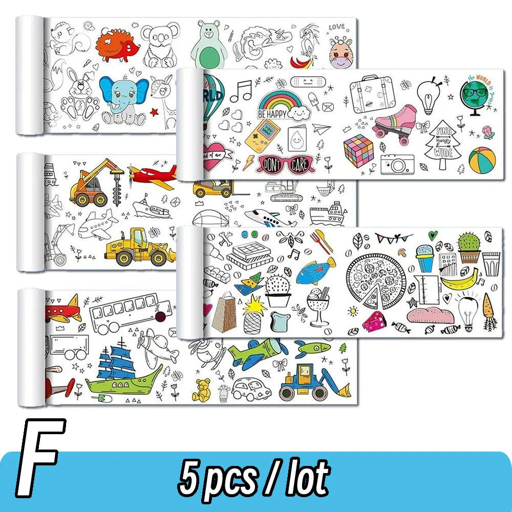 90cm Animal Canvas Children's Drawing Roll DIY Coloring Paper Roll Color Filling Graffiti Paper-cut Painting Educational School Beauty World Shop