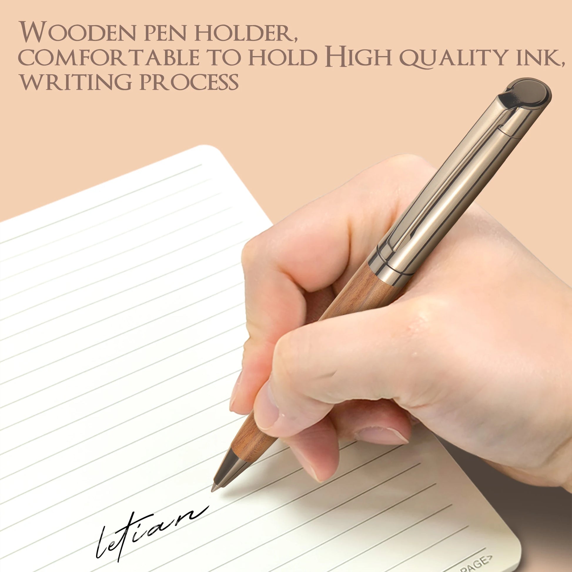 YUN CHUN 1 Set Premium Metal Ballpoint Pen with Wood Barrel for Smooth Writing and High-End Design-Black Ink-Office-With Case Beauty World Shop