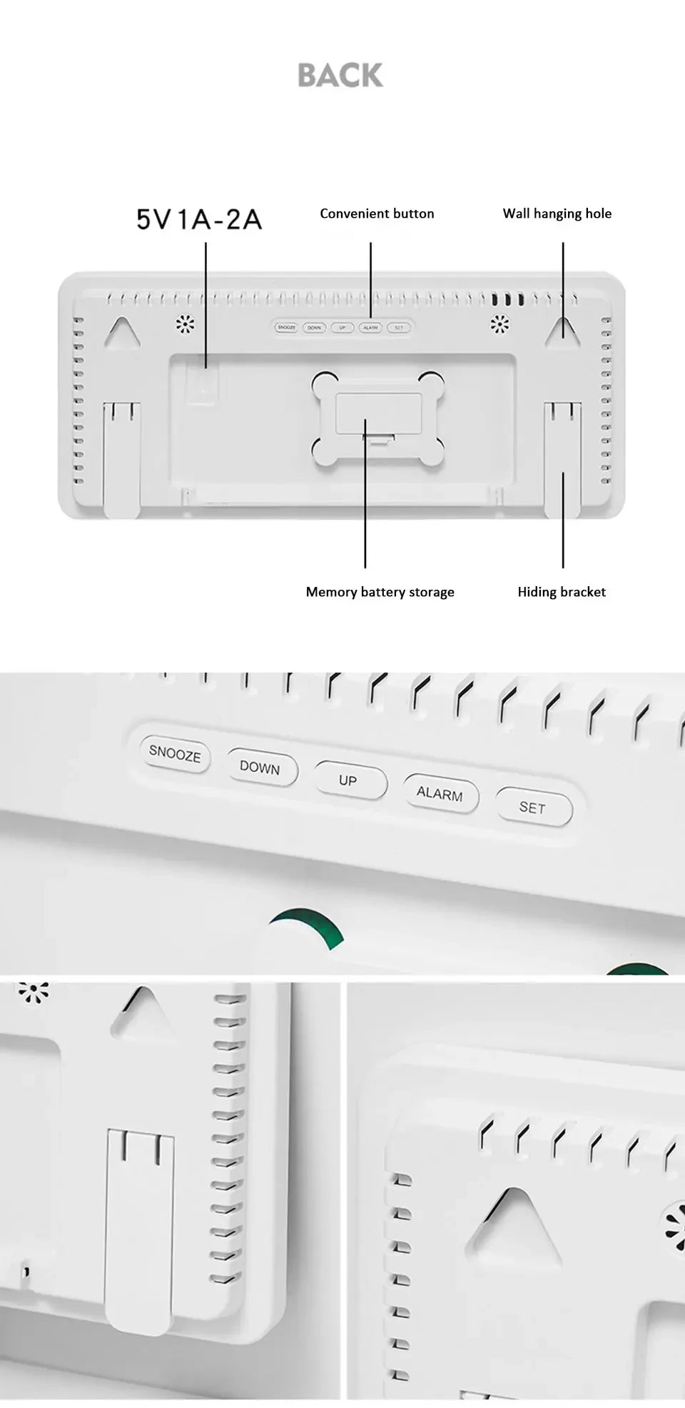 Digital Wall Clock with Atmosphere Lights Remote Control TEMP Humidity Display LED Large Table Clock Multifunctional Alarm Clock Beauty World Shop