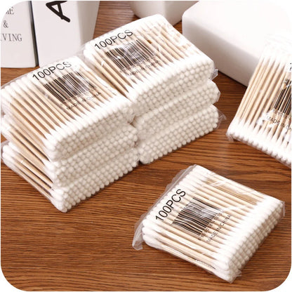 100/500/1000/2000pcs Double Head Women Makeup Cotton Buds Tip Cotton Swab For Wood Sticks Nose Ears Cleaning Health Care Tools Beauty World Shop