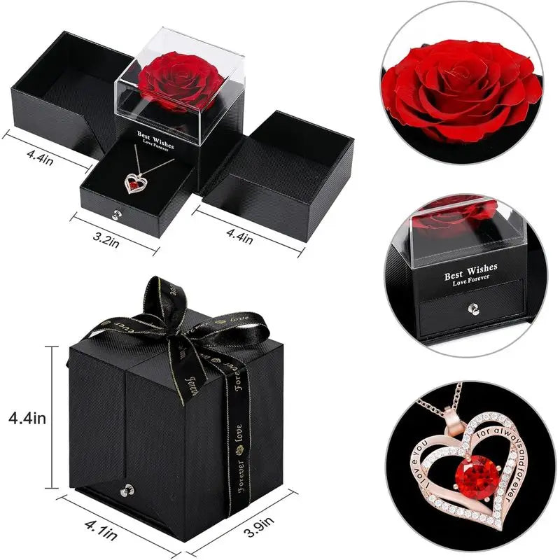  Necklace - Luxurious Rose Gift Box, Perfect for Valentine's Day, Mother's Day, Anniversary, Birthday, and Any Special Occasion  Beauty World Shop