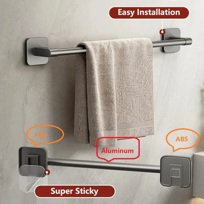 Non perforated suction cup wall mounted towel rack, bathroom storage rack, bathroom horizontal bar towel rack Beauty World Shop