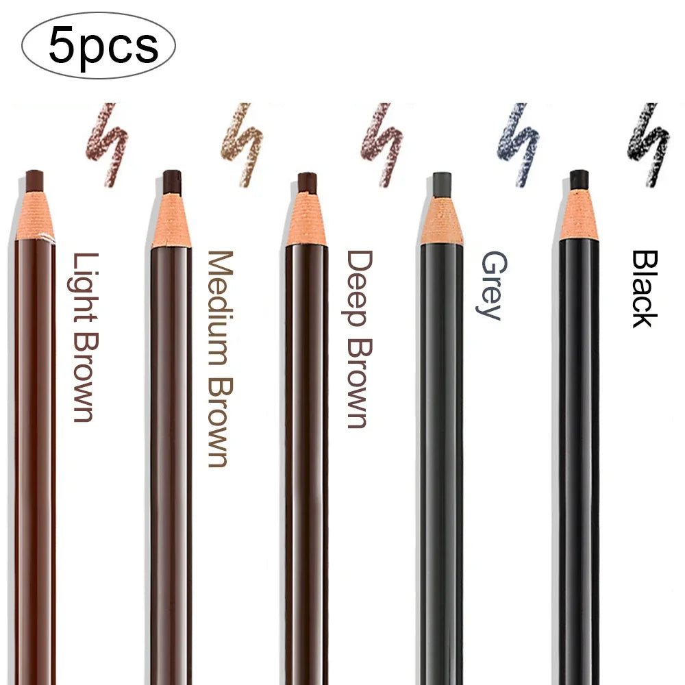 5pcs Professional Microblading Pencil Permanent Eyebrow Pencil Tattoo Waterproof Art Tint Makeup Eye Brow Pen Enhancers Cosmetic Beauty Trend Shop