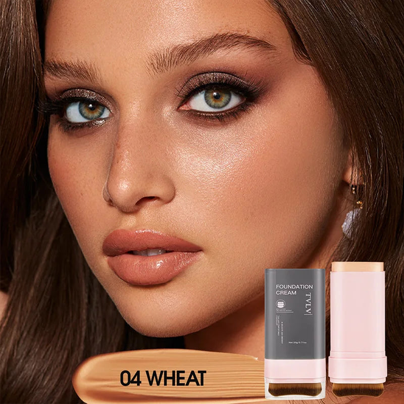 TVLV Concealing Foundation Stick: 5 Shades with Built-In Brush - Cream Finish, Lightweight and Waterproof Formula, Beauty Trend Shop