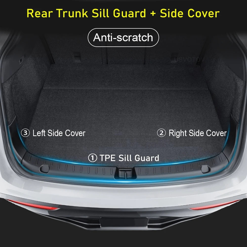 Rear Trunk Bumper Protector Guard For Tesla Model Y Juniper Launch Accessories 2025 2024 Trunk Threshold Sill Cover Mat Plate Beauty World Shop