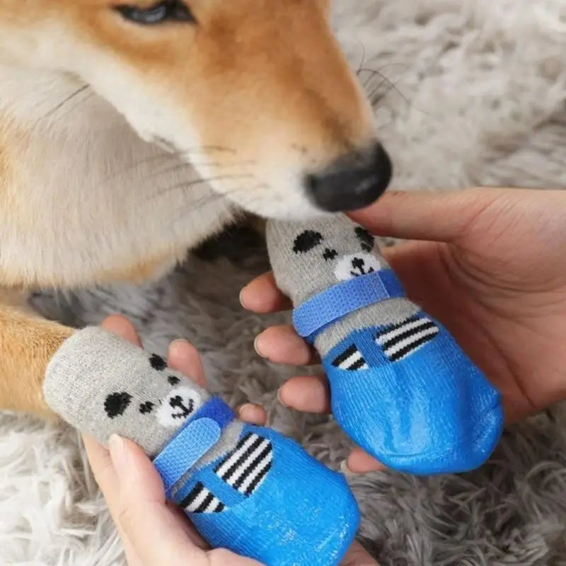 4pcs/lot Winter Warm Dog Socks Anti-Slip Rain Snow Boots Waterproof Puppy Chihuahua Dogs Shoes Booties for Small Large Dogs Beauty Trend Shop