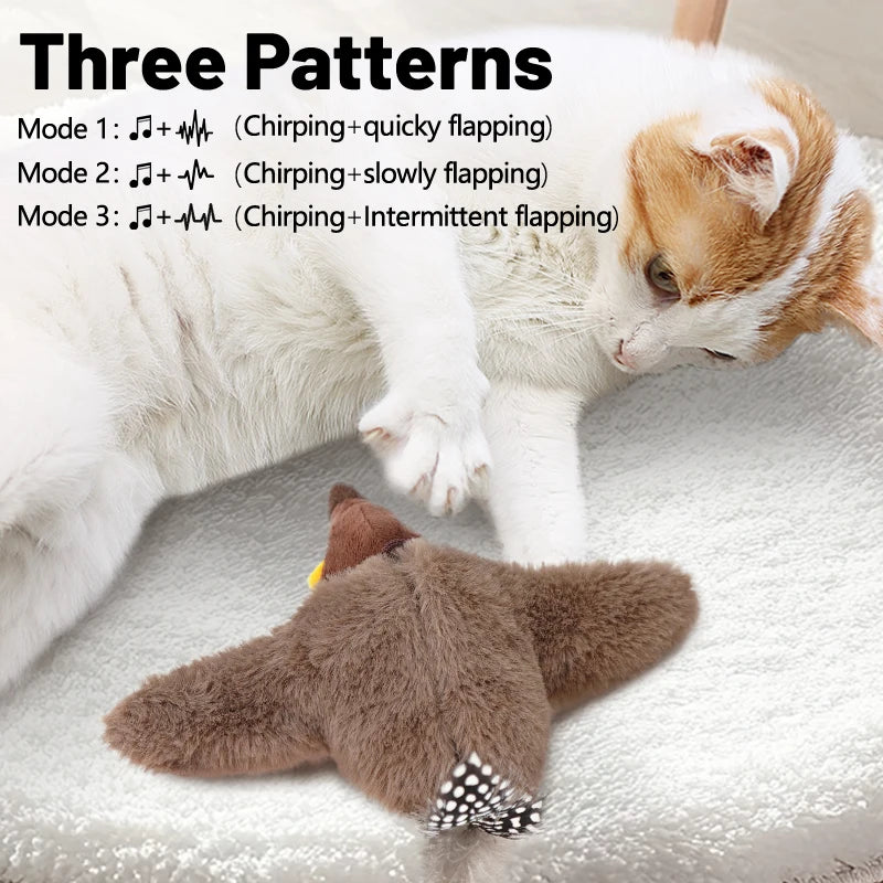 1PC Interactive Cat Toys Rechargeable Chirping Flapping Bird(no Flying) with Catnip for Indoor Cats Touch Activated Plush Toys Beauty World Shop
