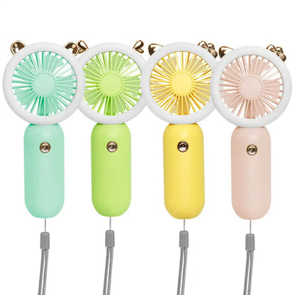 USB Handheld Mini Fan Foldable Portable Neck Hanging Fans 3 Speed USB Rechargeable Fan With LED Small Night Light Summer Gifts