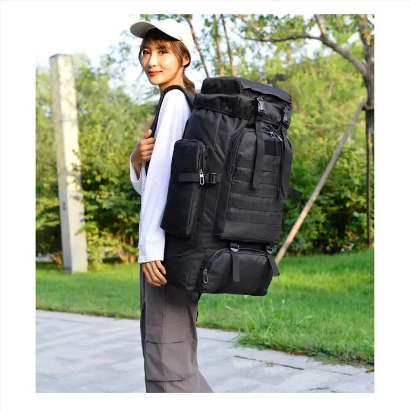 Homefish 80L/100L Large Mountaineering Backpack Outdoor Climbing Bag Tactical Rucksack Hiking Camping Travel Backpack Beauty World Shop