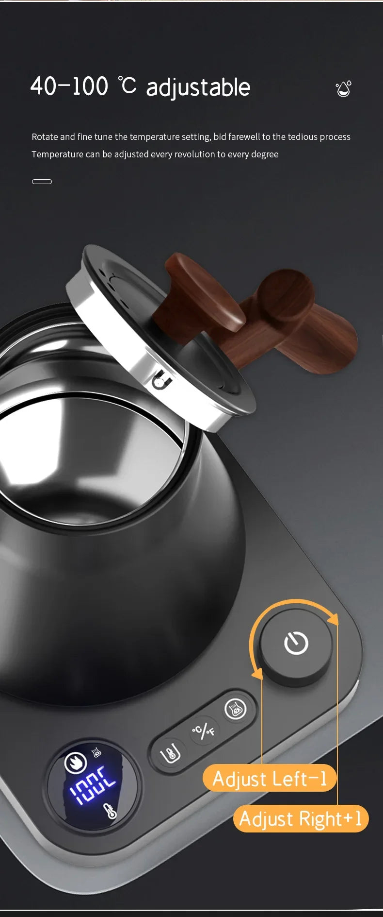 Electric Gooseneck Kettle 900ML Hand Brew Coffee Pot Smart Teapot Temperature Control Pot Rapid Heating Kettle 110v/220v Beauty World Shop