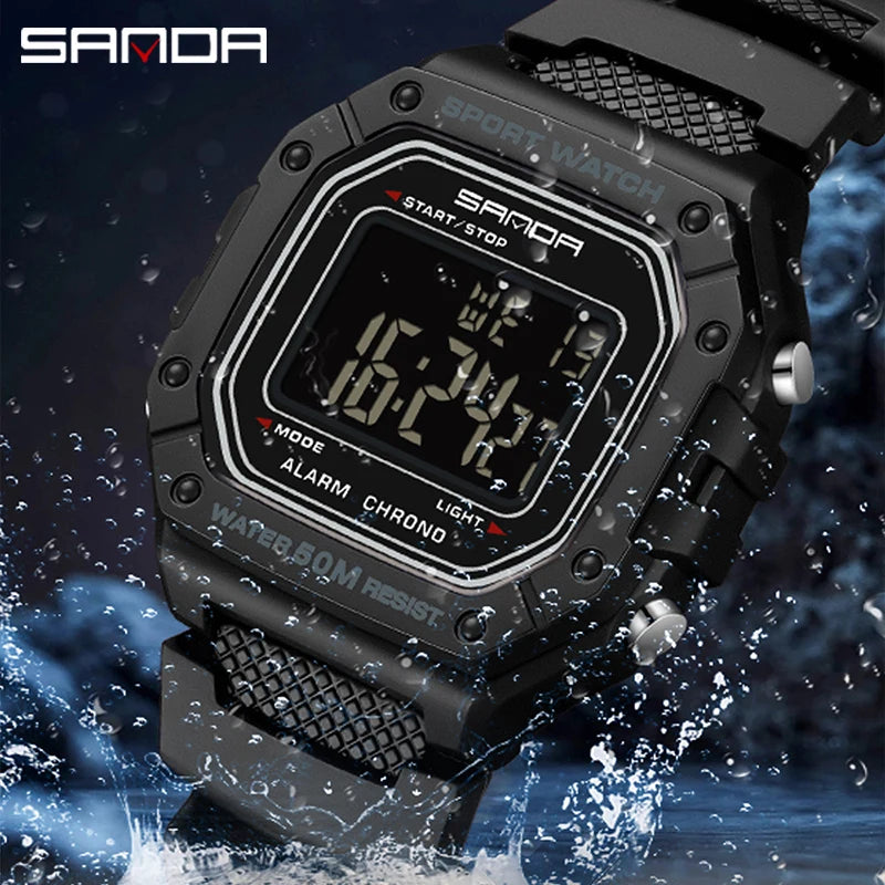 SANDA 2156 Fashion Mens Watch Military Water Resistant Sport Watches Army Big Dial Led Digital Wristwatches Stopwatches For Male Beauty World Shop