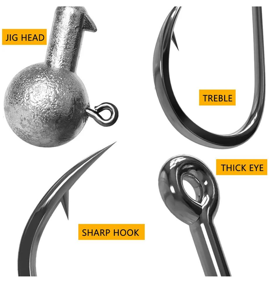 JYJ 1g 2g 3g 4g 5g 10g 20g 22g 25g 28g crank Jig head hook fishing hook head Jig lure hard bait soft worm jig hook for fishing Beauty World Shop