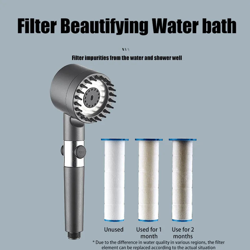 Shower head Shower Filter with Four Modes Bathroom Accessories Head Massage Shower Accessories Shower Knobs Home Furnishings Beauty World Shop
