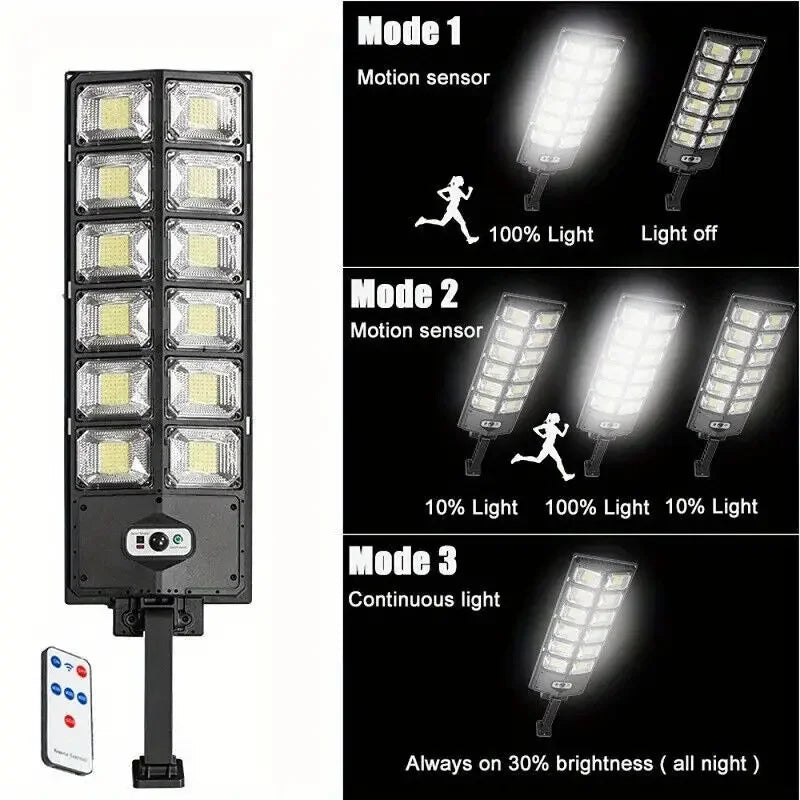 504LED uitra-Bright Solar Street lght Wide Angle Motion Sensor, RemoteControl,Energy-Efflcient, Waterproof 4300mah Beauty Fashion