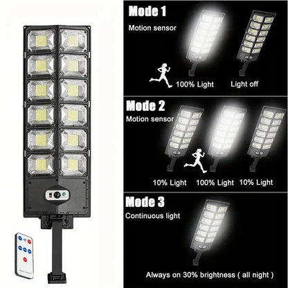 504LED uitra-Bright Solar Street lght Wide Angle Motion Sensor, RemoteControl,Energy-Efflcient, Waterproof 4300mah Beauty Fashion