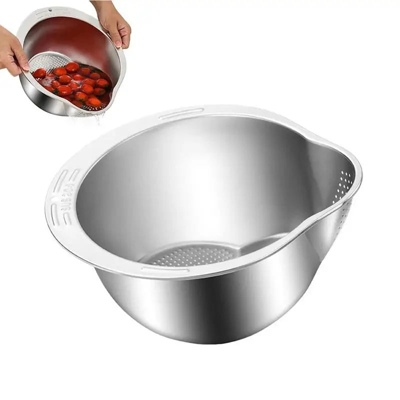Rice Washer Strainer Bowl Stainless Steel 304 Rice Washing Bowl Rice Sieve Colander Fruit And Vegetable Strainer Kitchen Tools Beauty World Shop