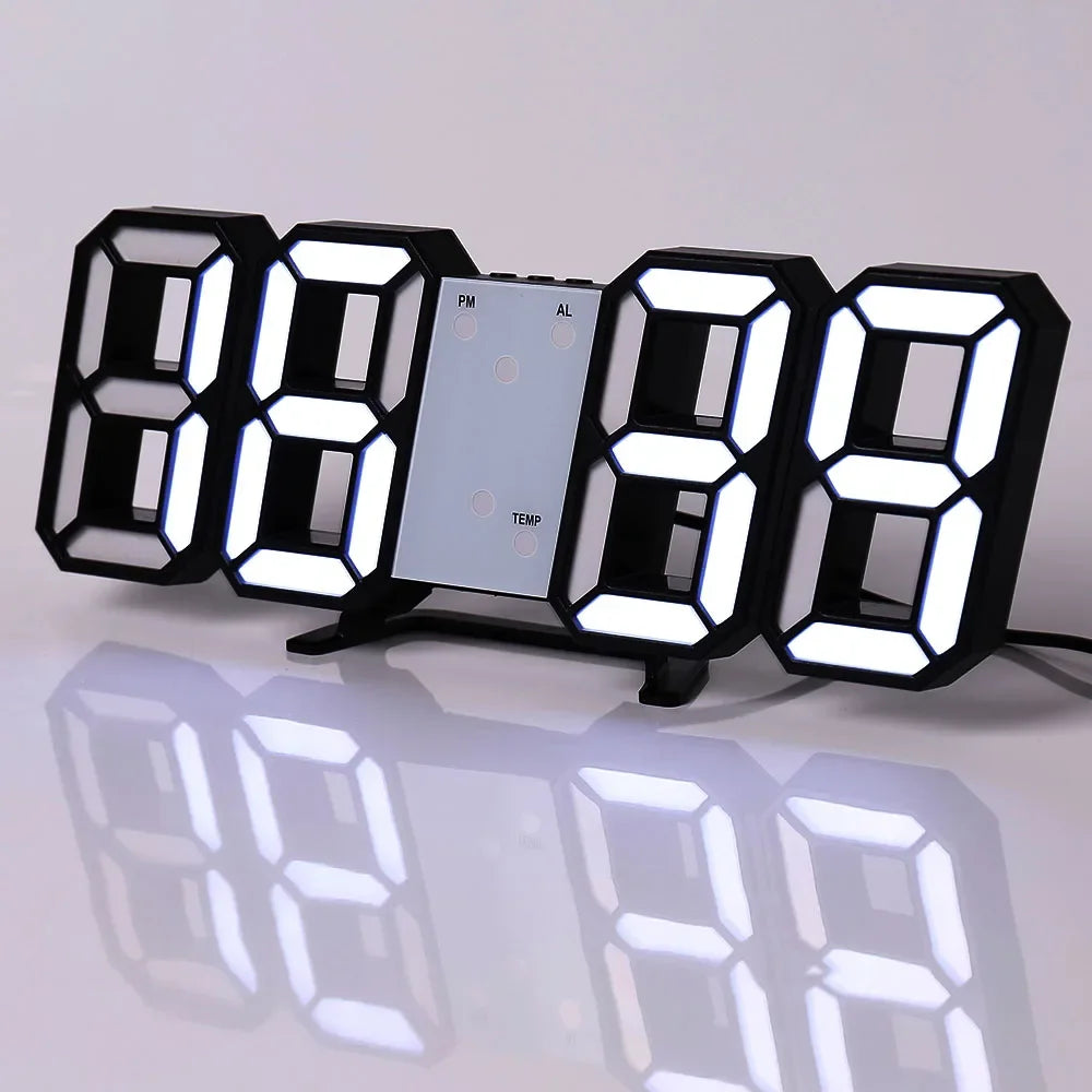 Table 3D LED Digital Alarm Clock Wall Clock Time/Date/Temperature for Home Kitchen Offices Clock Decoration Garden Clocks Beauty World Shop
