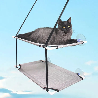 Cat Hammock Window Bed Kitten Sunny Seat Hanging Mount Beds Cat Sofa double-decker tunnels Suction Cup Wall Pet Hanging Winter Beauty World Shop