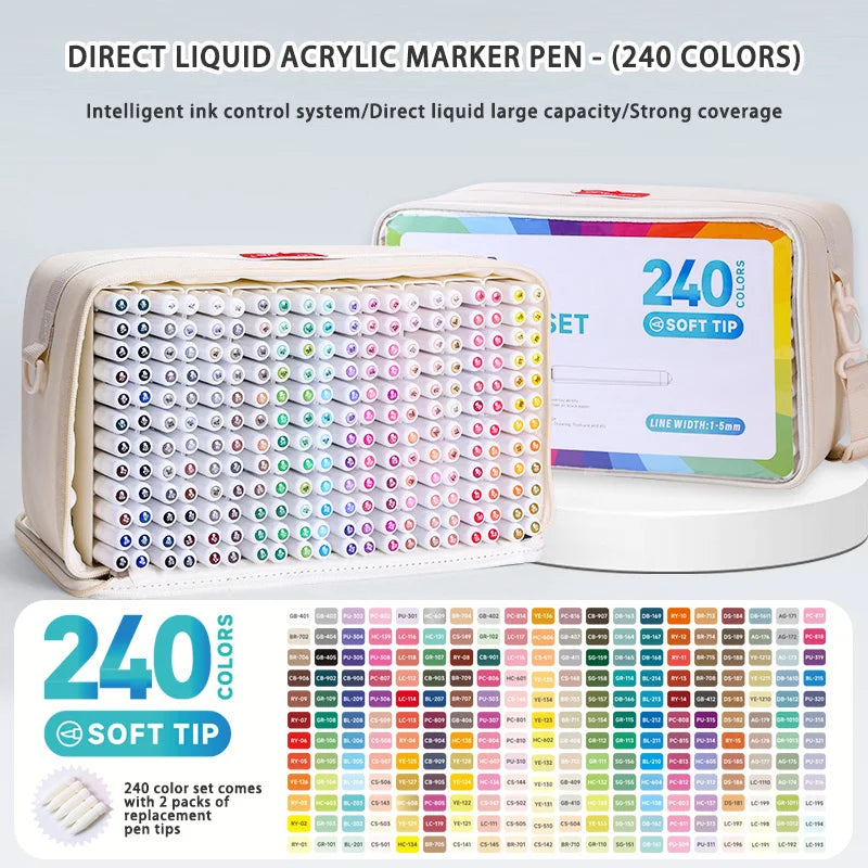 Languo 9pcs/box Soft Brush Acrylic Marker Pen Set，DIY Hand Drawn,Paint Art Markers pens,Student Graffiti Acrylic Paint Pens,M720 Beauty World Shop