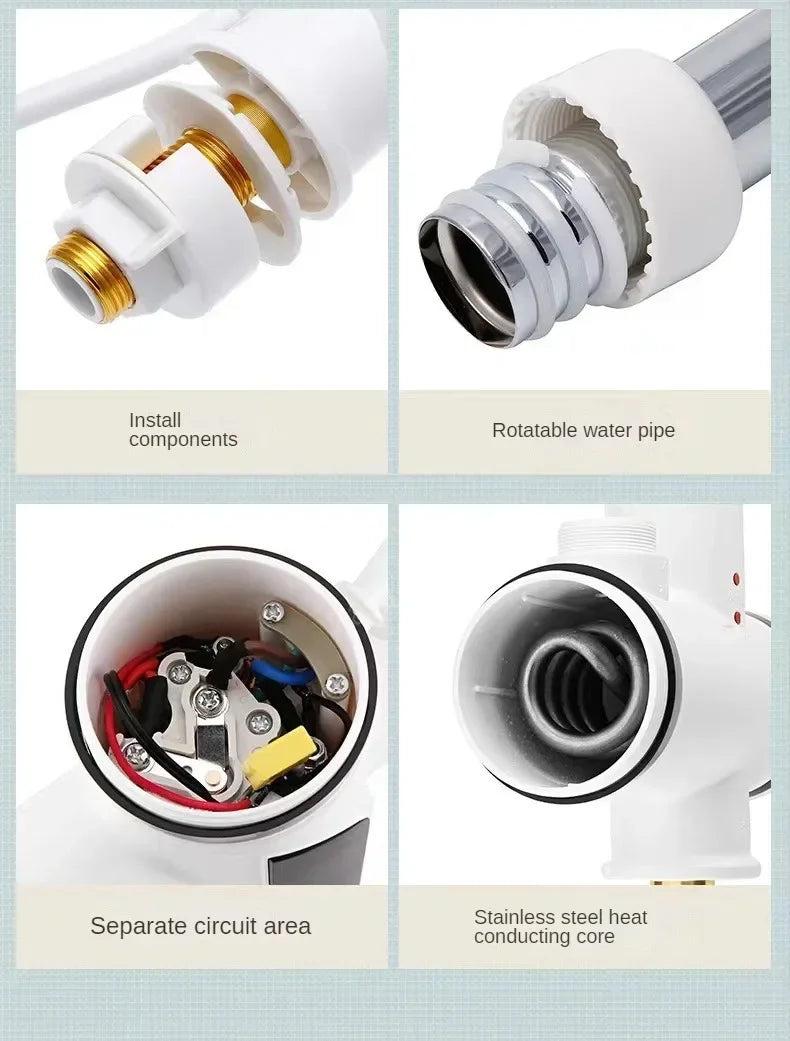3000W Electric Kitchen Water Heater Tap Instant Hot Water Faucet Heater Cold Heating Faucet Tankless Instantaneous Water Heater Beauty World Shop