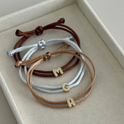 Vlen Initial Letter Cord Bracelet Micro Pave Zircon Alphabet Letter Personalized Friendship Rope Bracelets Women Jewelry Gift Beauty World Shop