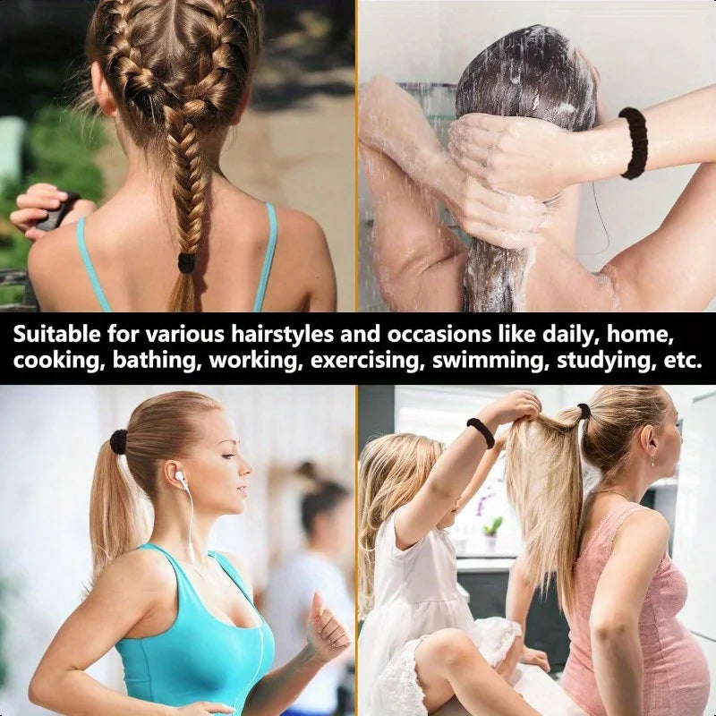 50/100/200pcs Women Girl Mixed Colors Hair Bands Basic Hair Ties Elastic Headband Simple Hair  Accessories Ponytail Holder Beauty Fashion