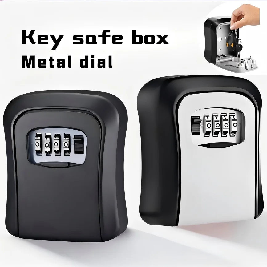 HEE RAK Key Lock Box 4 Digit Password ABS Metal Dial Storage Management Anti-theft Wall Mounted Large Space Safe Box Beauty Trend Shop