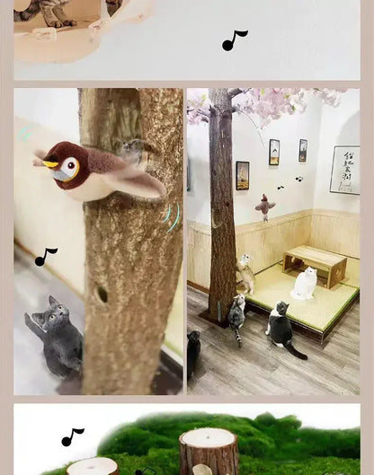Interactive Cat Toys, Rechargeable Chirping Flapping Bird with Catnip for Indoor Cats, Touch Activated Plush Toys for Cats